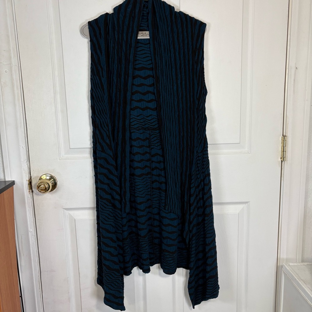 Chalet et Ceci Crinkle Vest Women’s S  Waterfall Open Front Lagenlook Grunge